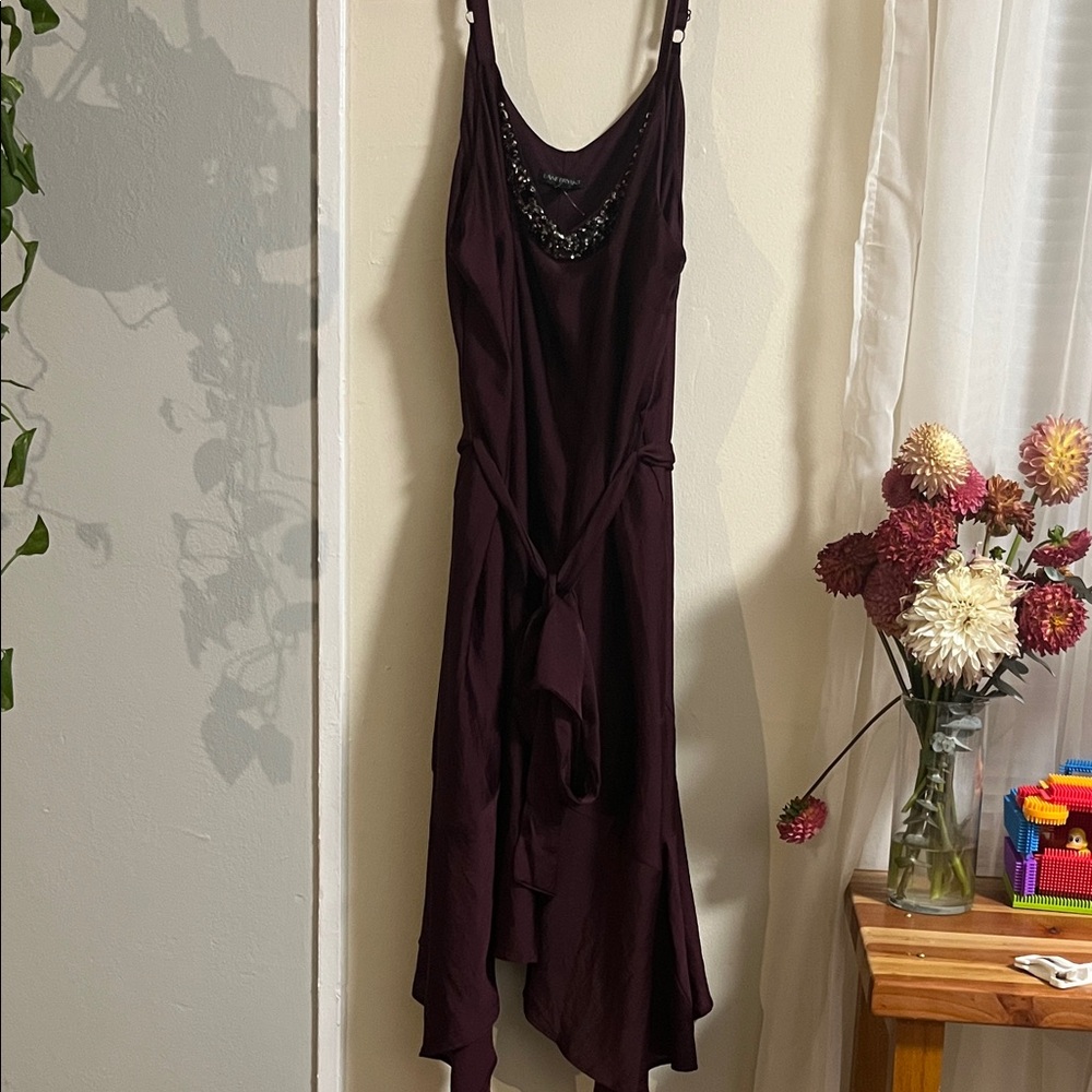 Elegant Deep Purple Dress with Beaded Detail